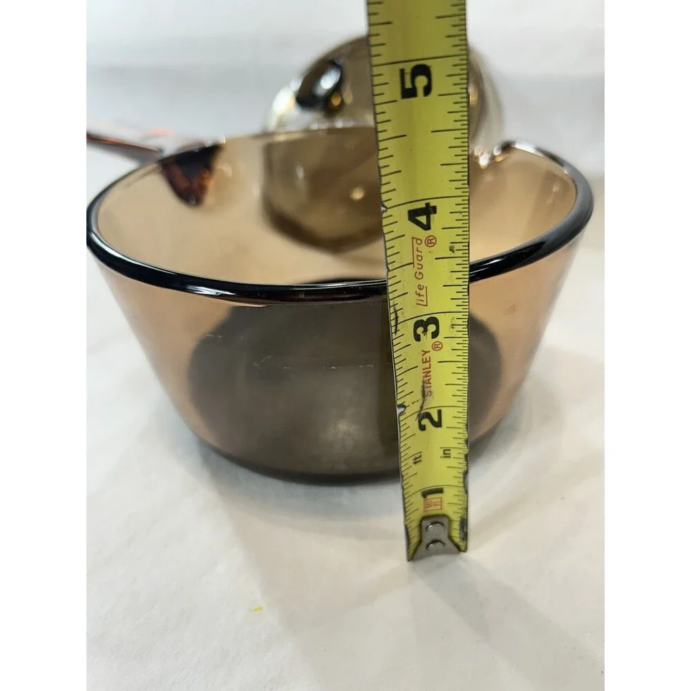 Pyrex Vision Corning Ware USA Amber Glass 1L Sauce Pan Pot with Lid vintage